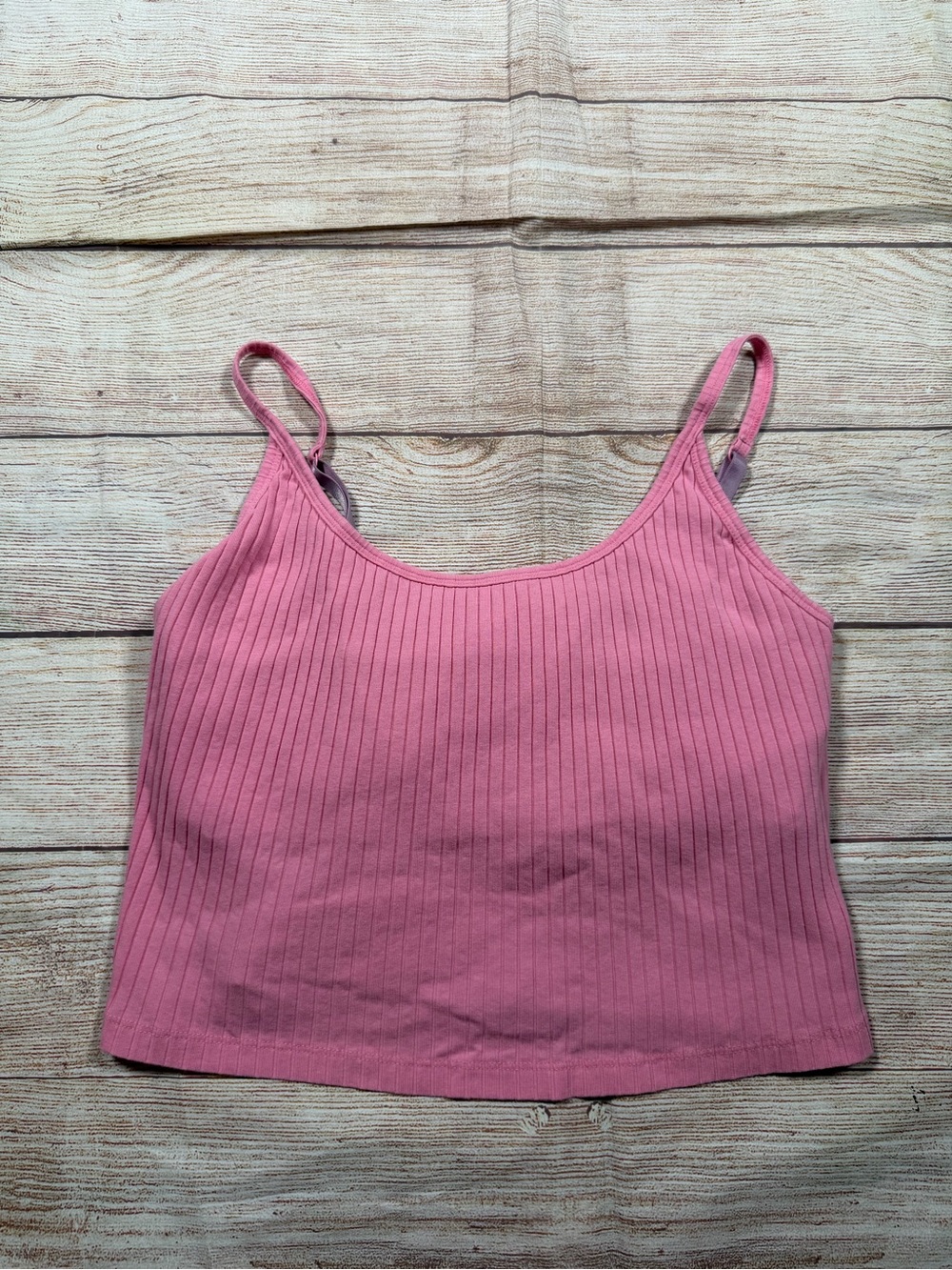 Bubblegum Pink Ribbed Cropped Cami‎ Tank Top